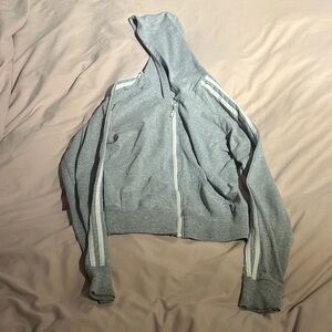 Soffe Gray Full Zip-Up Hoodie with White Stripes